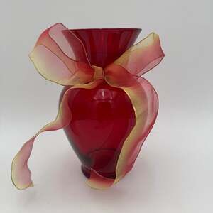 Vintage Ruby Red Vase 9 Inch by Anchor Hocking